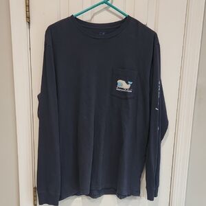 Vineyard Vines Men's Dark Blue Long Sleeve Tee